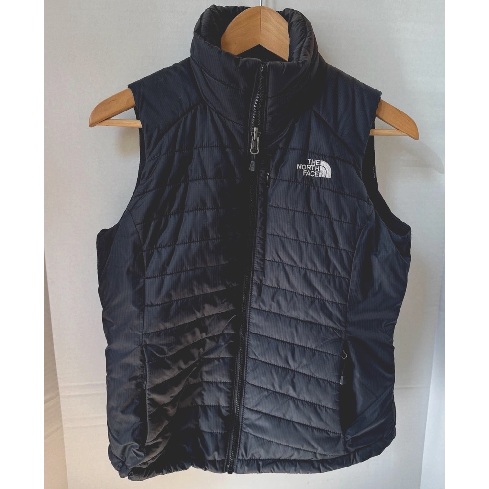 The North Face Black Quilted Primaloft Nylon Zippered Puffer Vest Pockets Size S